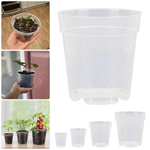 3/4/5.2/6.7Inch Clear Plastic Plant Nursery Pots With Drainage Holes Flower Pots - Picture 1 of 16