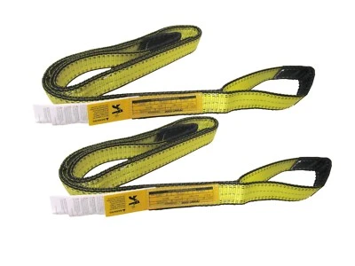 RUGGEDTOW 2" x 3 ft Web Lifting Sling Tow Strap 2-ply Eye & Eye Tagged Rated (2 Pack)