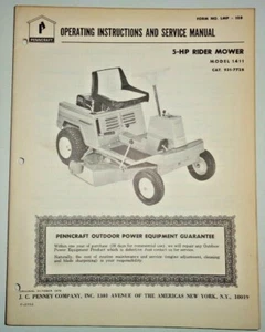 Penncraft JCPenny 1411 Aufsitzrasenmäher Traktor Besitzer/Service/Teilehandbuch OEM - Bild 1 von 3