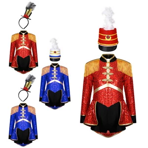 Girls Circus Ringmaster Costume Sequins Drummer Jumpsuit Marching Band Uniform - Picture 1 of 59