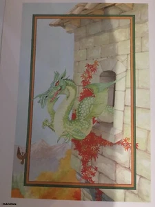 PSB05 Desmond verde volante DRAGON STEPHEN BONNER stampa artistica fantasy vintage  - Foto 1 di 6