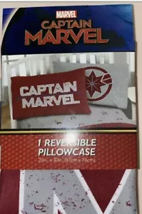 Marvel Captain Marvel Standard Reversible Pillowcase Red Brand New - Picture 1 of 2