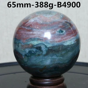 B4900-65mm-388g Amazing natural Ocean Jasper Orbicular Sphere Reiki Crystal Ball - Picture 1 of 12