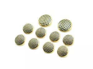 Holland & Sherry Criss Cross Blazer Buttons Enamel Navy & Gold Made in England - Picture 1 of 3