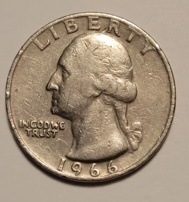 Rare 1966 Liberty Washington Quarter Coin *No Mint Mark* 5.62g - Image 1 of 4