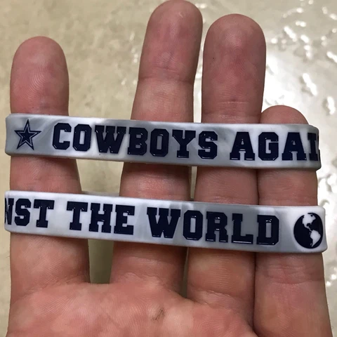 LOT OF 3 - Dallas Cowboys "COWBOYS AGAINST THE WORLD" Silicon Wristband Bracelet Cover