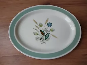 Vintage 1960s Woods Ware Rimmed Oval Platter - Wild Flower Grasses Clovelly VGC - Picture 1 of 4