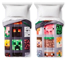 Minecraft Good Vs Evil Reversible Microfiber Full Comforter 76" x 86" - Picture 1 of 10