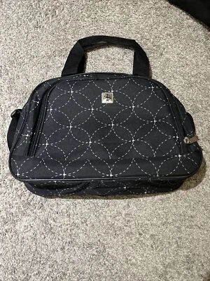 黑色斜挎包电脑包带几何图案和双拉链隔层  — 第 1/4 张图片