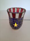Home Interiors Patriotic  July 4th  Mosaic Glass Candle Holder