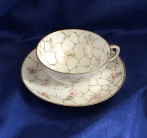 Antik CFH Charles Field Haviland Limoges handbemalt Tasse Untertasse Set Blumen - Bild 1 von 8
