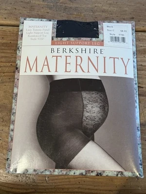 PANTIMEDIAS DE MATERNIDAD BERKSHIRE~Talla C~NEGRO Encaje Abdomen Soporte de luz ESTILO 5700 Foto 1 de 4