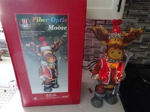 PULEO Fiber Optic Color Changing Moose w Skiis Christmas Holiday Decor 19”. - Picture 1 of 15