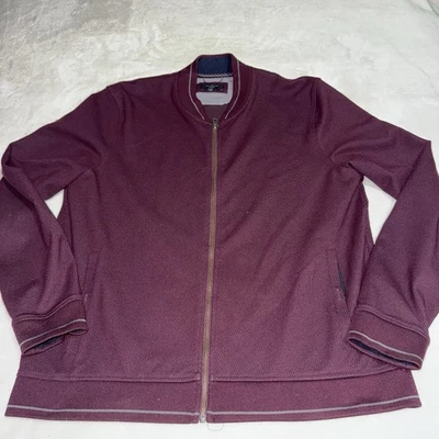 Cárdigan para hombre Ted Baker London cremallera completa borgoña chaqueta bolsillos talla 6 Foto 1 de 4