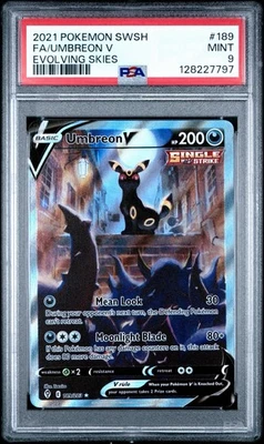 2021 POKEMON SWORD & SHIELD EVOLVING SKIES UMBREON V #189 ALTERNATE ART PSA 10 - Image 1 of 2