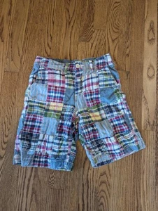 Gap Kids Madras Patchwork Plaid Shorts Size 10 Reg Boys Adjustable Waist - Picture 1 of 4