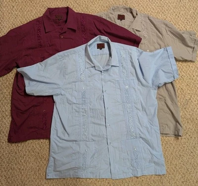 3 Lot Mazimos USA Yucatan Men's Bowling Shirts- Light Blue, Grey, Red- Size XL - Image 1 of 4