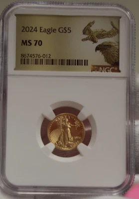 2024 US 1/10 Gold Eagle $5 NGC MS70 - Image 1 of 4
