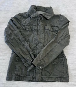Gap Women’s Olive Military Cargo Field Jacket Jersey Lined Utility Coat Small - Picture 1 of 5