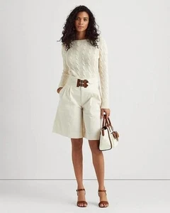 Lauren Ralph Lauren Womens Ivory High Waist Buckle High-Waist Shorts 4 BHFO 5186 - Picture 1 of 6