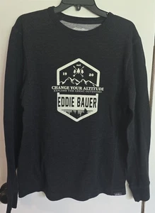 Mens M Eddie Bauer Dark Gray Outdoor Graphic Long Sleeve Shirt - Picture 1 of 5