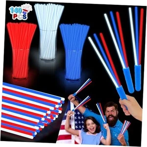 140 PCS 4th of July Party Favors for Kids, 120 Red White Blue Patriotic Glow - Picture 1 of 7