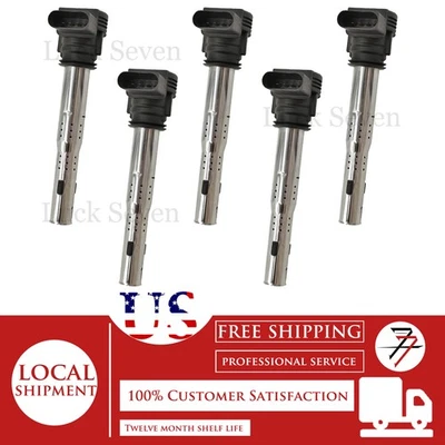 5pcs Ignition Coil For 2008-2009 Volkswagen Rabbit 2.5L L5 07K 905 715 - Image 1 of 4