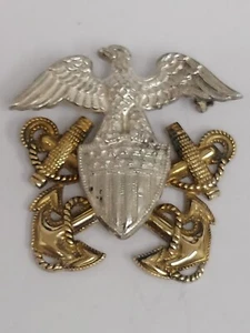 PIN INSIGNIA OFICIAL DE LA MARINA DE EE. UU. RELLENO DE PLATA ESTERLINA Y ORO 1/20 10K VINTAGE DE LA SEGUNDA GUERRA MUNDIAL - Imagen 1 de 6