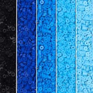 4000Pcs Blue Polymer Clay Beads for Bracelets Making, 6Mm Flat round Disc Beads - Picture 1 of 5