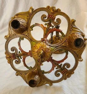 ANTIQUE ART NOUVEAU CAST METAL CEILING HANGING LIGHT CHANDELIER FIXTURE 1930 - Picture 1 of 9