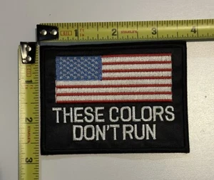 These Colors Don’t Run U.S Flag 3.75” x 2.75” Patch NEW Motorcycle Biker Sew On - Picture 1 of 3