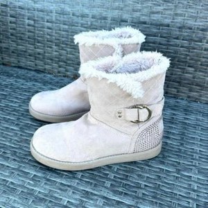 Guess Damen gesteppt Wildleder braun Kunstfell gefüttert Strass Komfort Stiefel Größe 7 - Bild 1 von 9