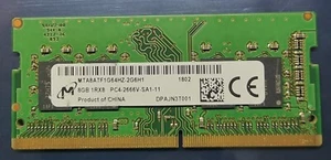 Micron PC4-21300 PC4 2666 8GB 1X8GB DDR4 1RX8 2666MHz 260pin Laptop Memory - Picture 1 of 1