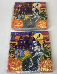Servilletas de Halloween de colección Amscan Spook Central 2 paquetes esqueleto casa embrujada - Imagen 1 de 8