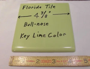 1 pc. Glossy Ceramic Bullnose Tile *Key Lime Green* 4-3/8" Florida Tile Co. - Picture 1 of 7