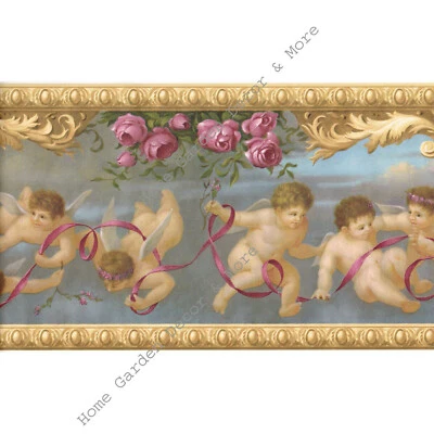 Moldura arquitectónica victoriana ángeles querubines rosa papel tapiz borde RARO Foto 1 de 3