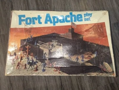 Vintage 1960s Marx Fort Apache Play Set With Box Incomplete Toy Figures & Parts - Image 1 of 4