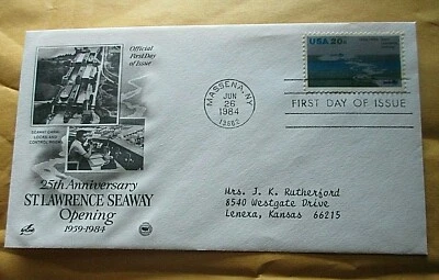 1984 US FDC #2091 20c ST LAWERENCE SEAWAY*6/26/84* - Image 1 of 2