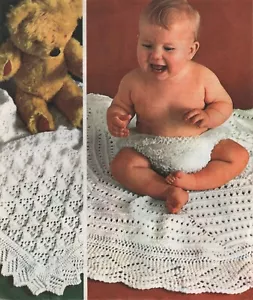 Knitting Pattern For 2 Baby Shawls - Square & Round Designs In DK Wool. - Picture 1 of 1