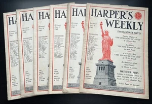 Six issues of Harper's Weekly July 5, 12, 19, 26, August 9, 23 in 1902, illustr - Picture 1 of 16