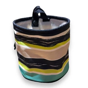 Thirty-One Pequeño Redondo Oh-Snap Bin Mar Rayas Azul Verde - Imagen 1 de 10