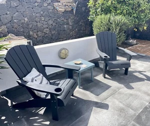 Set of 2 Keter Adirondack Garden Chair Outdoor Durable Strong Solid Black NEW - Picture 1 of 12