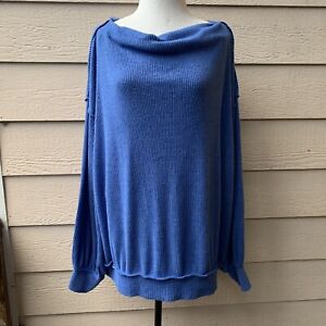 Free People Main Squeeze Blue Top Sweater Top Women Long Sleeve Casual L