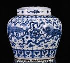 6.2'' Old Ming Blue White Porcelain Foo Fu Dog Lion Animal Crock Pot Jar Bowl