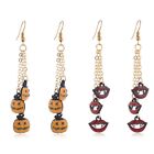 Halloween Earrings Pumpkin for Lips Long Chain Drop Dangle Jewelr