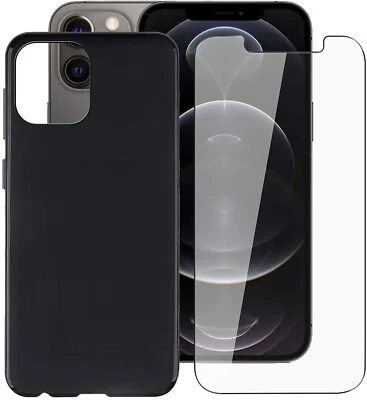 PHONETHRONE COVER CUSTODIA + PELLICOLA VETRO TEMPERATO PER IPHONE 13 13 PRO MAX NERO OPACO