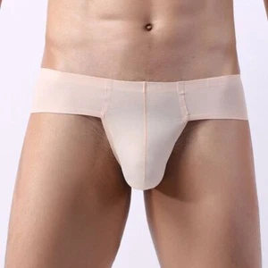 New Men's Seamless Ice Silk Triangle Underwear Ribbed Low Waist Sexy Gay Briefs - Picture 1 of 18
