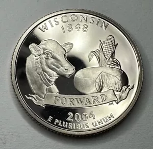 2004-S Wisconsin State Quarter PROOF 25cent Coin from US Mint Proof Set - Picture 1 of 7