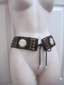 Vintage Large Cowrie Seashell & Beads Belt Boho Hippie Bohemian Fits 32" Waist - Picture 1 of 23