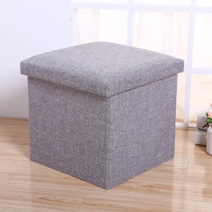 LARGE Linen Fabric Storage Toy Box Chest Foot Bed Stool Seat - Picture 1 of 6